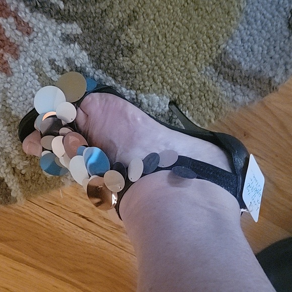 Pierre Hardy new this yr shoes shimmering black with big sequins sz 36.5, 4in he - Picture 10 of 10